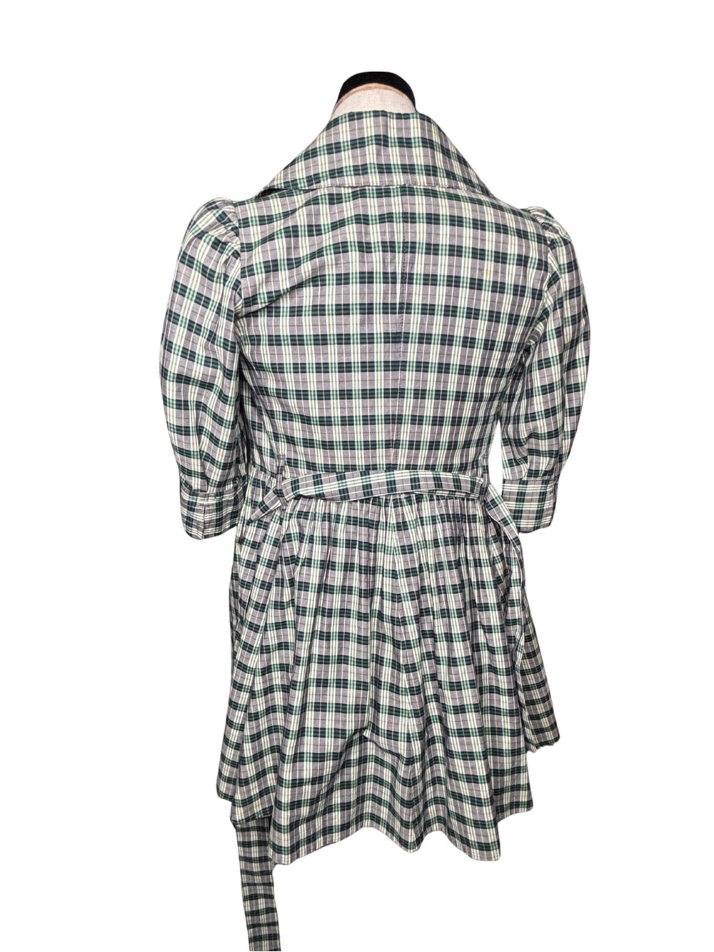 Burberry Blue Label | Plaid Short-Sleeve Double-Breasted Peacoat Top - Picture 2 of 5